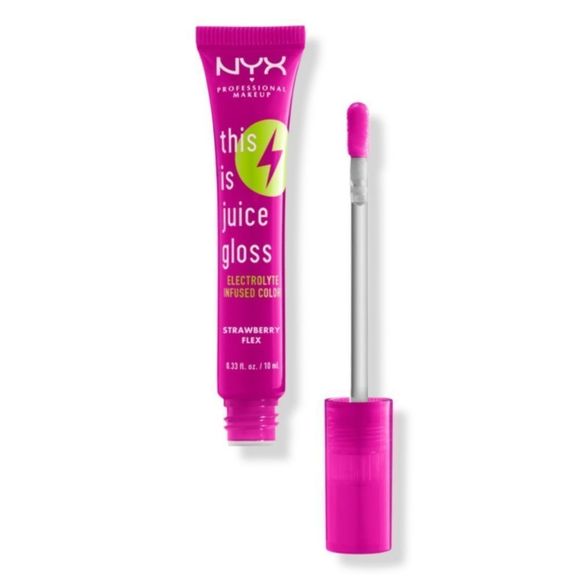 NYX Other - $5❤️‍🔥 LAST 1! NYX This Is Juice Hydrating Lip Gloss STRAWBERRY FLEX 🍓 NEW Pink